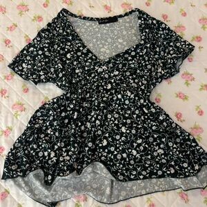 Floral V-Neck Women Top